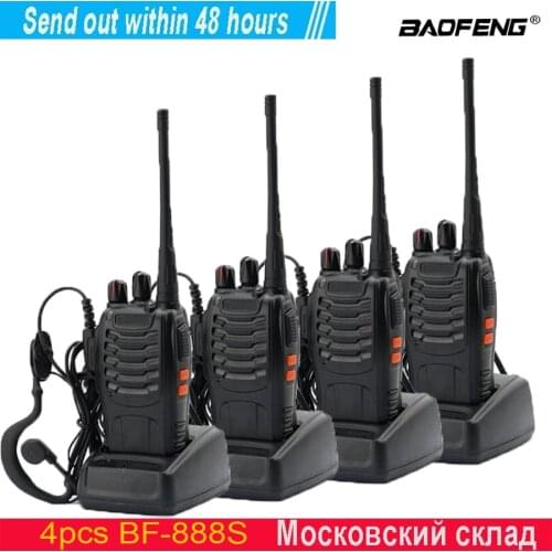 4PCS Original Baofeng BF888S Walkie Talkie 5W BF-888S 5KM UHF 400-470MHZ Transceiver Portable Two Way Radio BF 888S Intercom