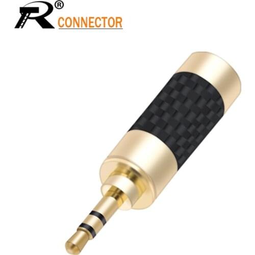 Jack 2.5mm 3 Pole Stereo Male Plug Carbon Fiber Adapter Gold Plated Audio Wire Solder Connector for 6mm cable