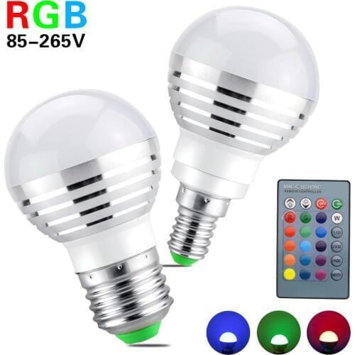 1PCS RGB Lamp Lovely Magic Night Light E14 E27 Led Bulb 85-265V Spotlight With IR Remote Controller Holiday Decor Night Lighting