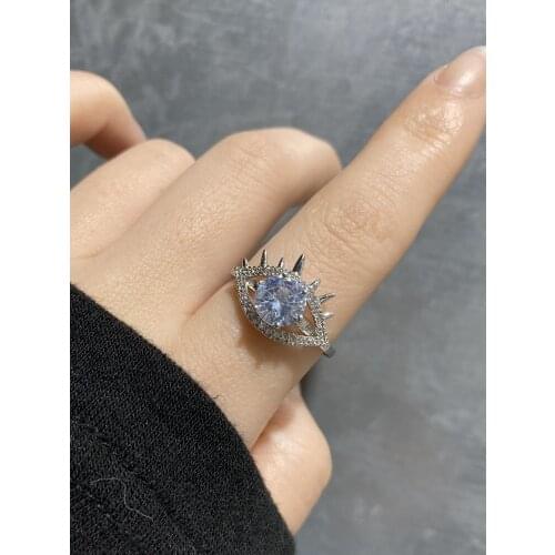 Luxury Evil Eye Rhinestone Filed Rose Gold And Silver Colour Rings For Women Classic Cubic Zirconia Rings Jewelry Gift