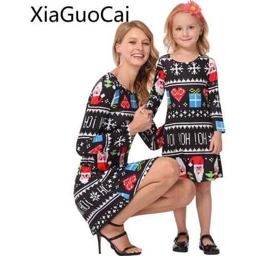Christmas Dress Mother Daughter Outfits Women 2018 New Parent-child Costume Dress Children Autumn Family Matching Clothes Dress
