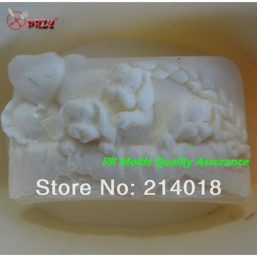 Lovely dog family modelling silicon soap mold animal fondant Cake decoration mold High-quality Handmade soap mold NO.:SO406