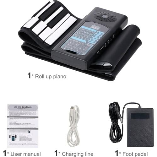 88 Keys Roll Up Piano Foldable Portable Piano Silicone Keyboard MIDI Recording Editing Playback Sustain Toys Gift for Kid Adults