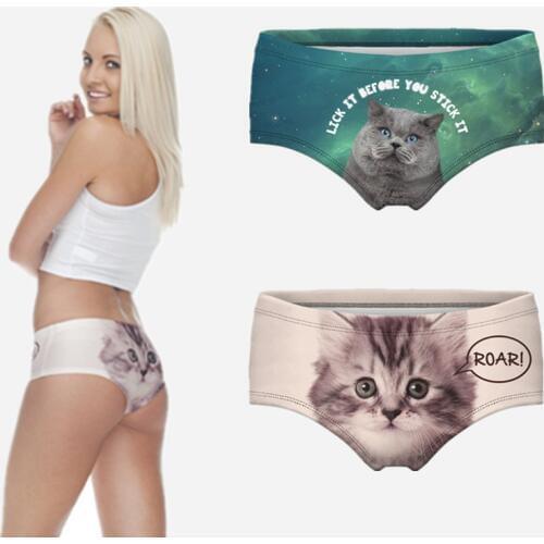 Cats 3D Printing Briefs Underwear Women Panties Calvin Panty Sexy Tanga Ropa Interior Mujer Bragas Culotte Femme
