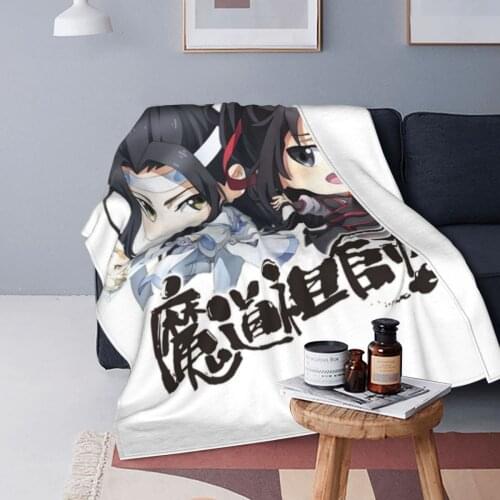 Mo Dao Zu Shi Blankets Flannel Autumn/Winter Wei Wuxian Breathable Lightweight Thin Throw Blanket for Home Car Bedspread