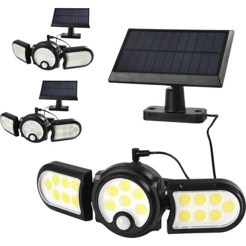 1208 White Light Solar LED Light Outdoor 3 Head Motion Sensor Wide Angle Illumination Waterproof Lights Wall Lamp For Garden
