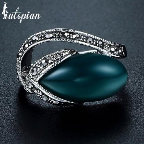 Iutopian Brand Unique Tulip Flower Vintage Retro Ring Anels For Women Two Colors Environmental Metal #AA1849
