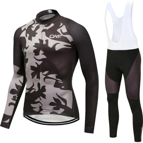 Cycling Jersey Set Mens style Long Cleeves Cycling Clothing Sportswear Outdoor MTB ropa ciclismo Bike Breathable Pants black