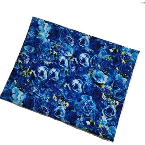 Viaphil 100% Cotton Fabric Brand New Royal Blue Rose Flower Printed Sewing Cloth Dress Clothing Textile Tissue