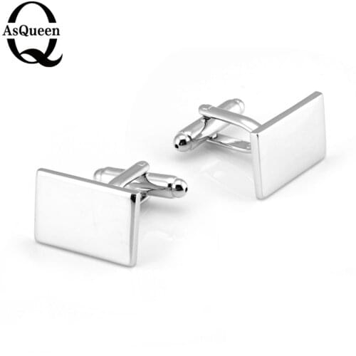 ASQUEEN Q Cuff Links A Pair High Quality Trendy Silver Color Square Cufflinks Classic Men Luxury French Shirt Cufflink