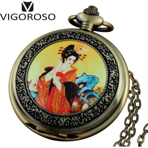 Retro Autumn beauty Steampunk Quartz Pocket Watches Necklace Pockets Watches Womens Friends Children Birthday Gifts