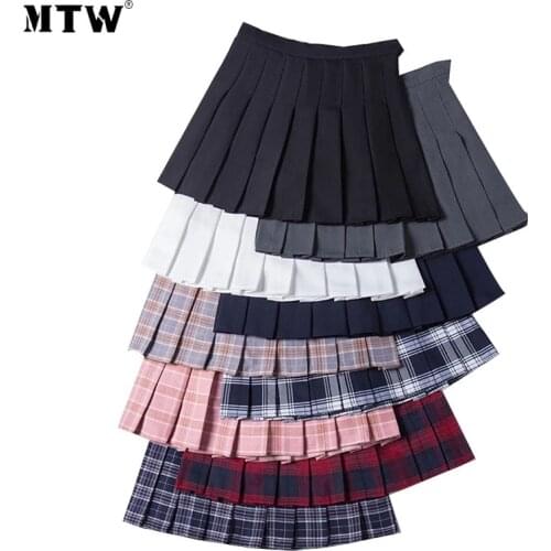 Women High Waist Pleated Skirts Korean Cute Sweet Girls Dance Mini Skirt 2020 Harajuku Preppy Style Plaid Skirts