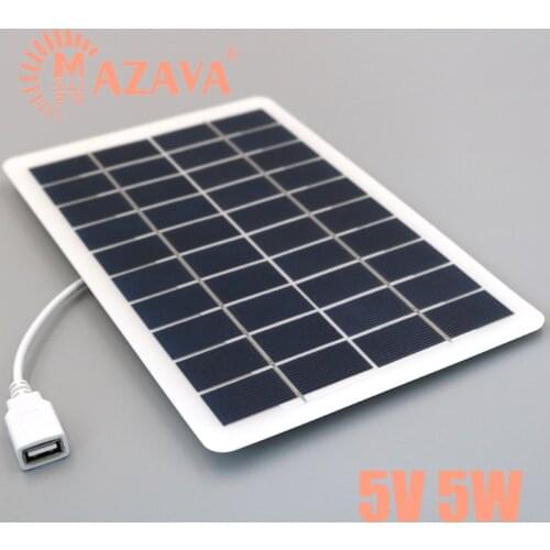 1Pcs 5V 5W Output USB Solar Battery Charger USB Female Port 5V 5W Charge Regulators Solar Panel 3.7V 18650