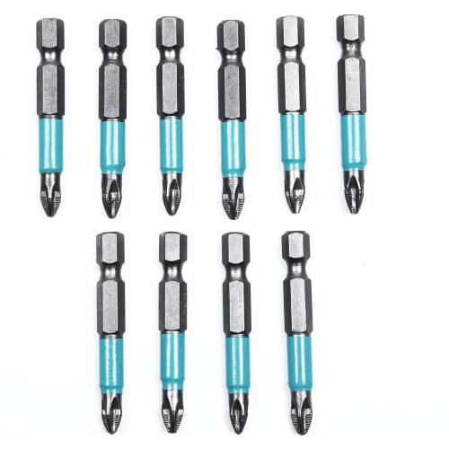 10 Pcs 1/4" Hex Shank Anti Slip PH2 Magnetic Impact Screwdriver Drill Bits Set For Hand Tools Woodworking Tool Accessories