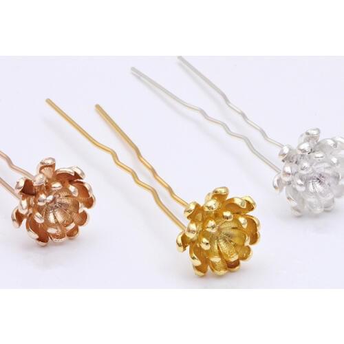 10PCS 9*70mm Vintage Metal Alloy Copper U Shape Flowers Hair Sticks Base Setting Bridal Headwear Accessory For Jewelry Making