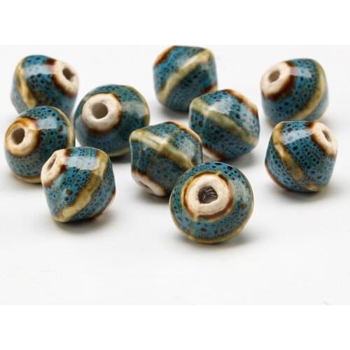 15mm Vintage Gyro Ceramic Beads Flower Glaze For Women Braided Bracelet Material Bicone Porcelain Spot beads Wholesale U802