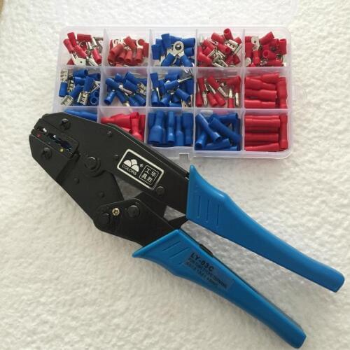 200-Piece Solderless Electrical Terminalkit With HS-30J Ratchet Crimping Tool Plier 0.5-6.0mm2