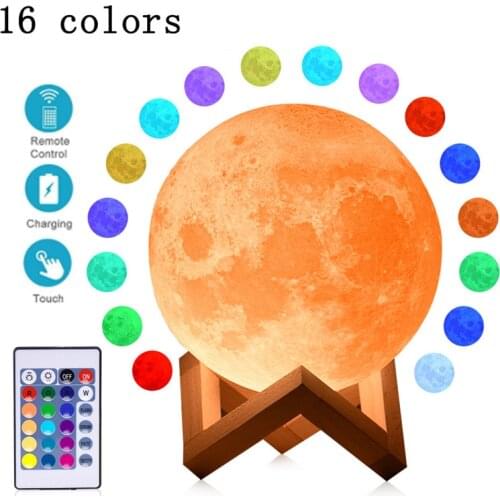 16-color 3D moonlight rechargeable color-changing light touch childrens light household night light romantic atmosphere light