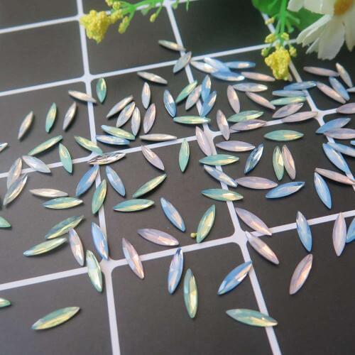5pcs Cute High Quality 3*12MM Opal Color Point-Back Long Horse-Eye Shape Crystal Gem Stone Nail Art Gem RM28