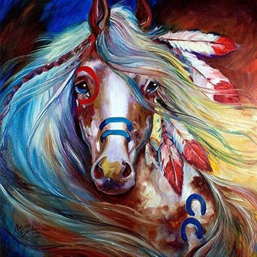 DIY 5D Diamond Painting, Diamond Embroidery Kit for Home Full Drill Tree Oil Wall Decor Painting Arts Craft (Horse)