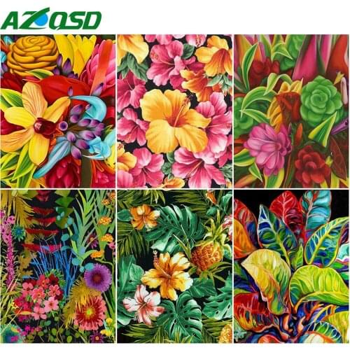 AZQSD Diy 5d Diamond Painting Flower Full Square Drill Wall Sticker Diamond Embroidery Floral Cross Stitch Kits Home Decor