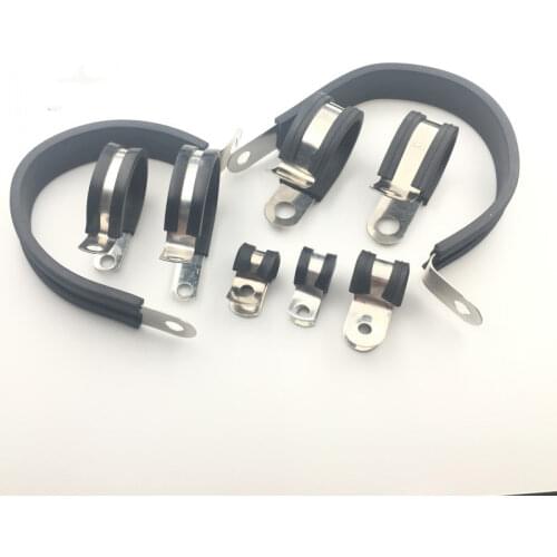 Free shipping 50pcs/lot 304 Stainless Steel Rubber Lined P Clips Cable Mounting Hose Pipe Clamp Mikalor