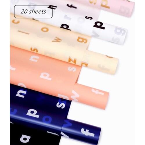 20 Sheets Alphabetic English Print Craft Paper Florist Wrapping Paper Flower Bouquet Supplies 58x58cm