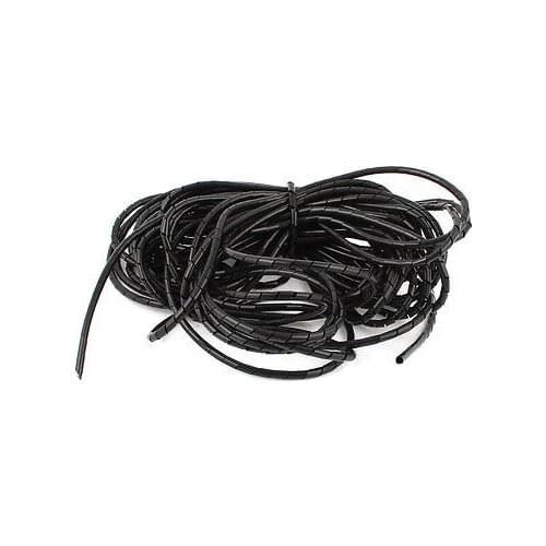 Black Polyethylene Spiral Wrapping Band 6mm Cable Wire Manager 17M Length