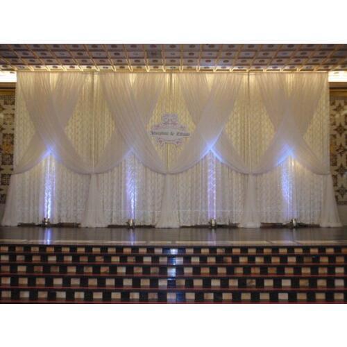 Pure White wedding backdrops with lace drapes wedding decoration party props 3M x 6M