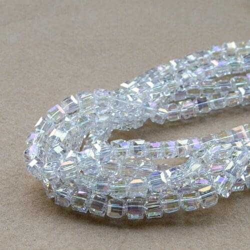 AB Color Crystal Square Beads For Jewelry Making Decorative Glass DIY Beads Material Crystal Cube Beads 4 6 8mm