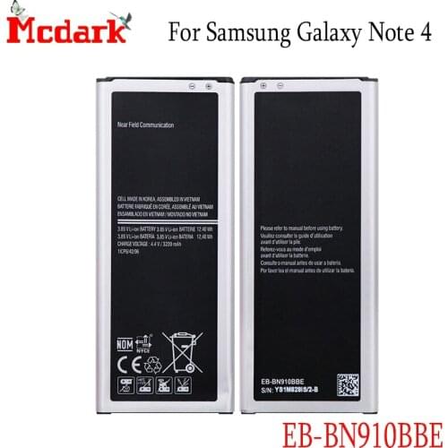 For Samsung Galaxy Note 4 N910 N910F N910A N910V N910P N910T N910H Battery Batterie EB-BN910BBE 3220mAh Replacement Batterij