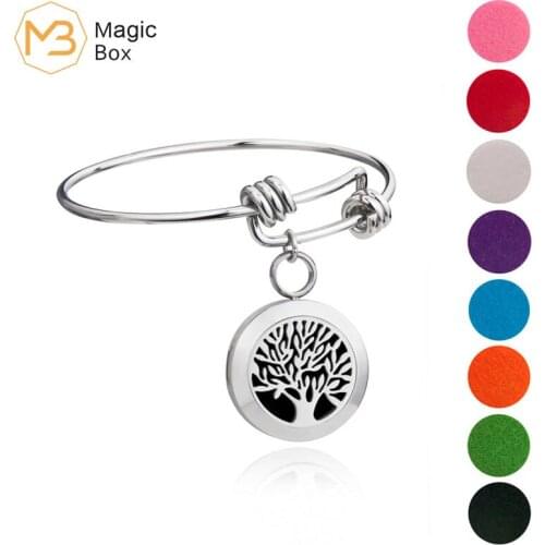 Perfume cotton pad bracelet aromatherapy essential oil silver L316 stainless steel small box pendant bohemian ladies new bracele