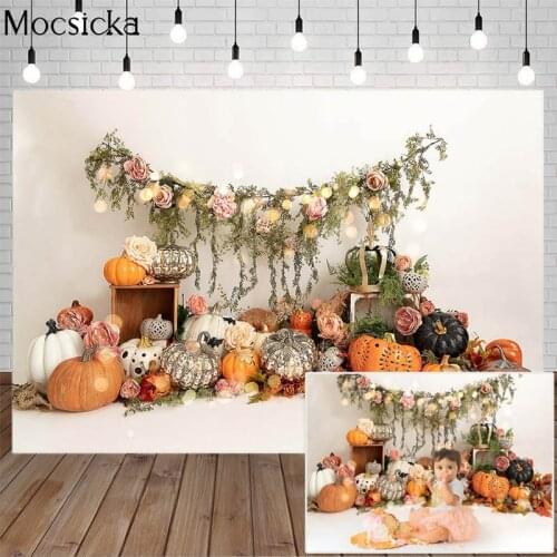 Fall Photography Background Autumn Pumpkin Party Harvest Maple Baby Shower Child Birthday Cake Smash Backdrop Photo Studio Props