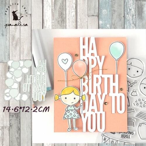 Panalisacraft Happy Birthday balloon Metal Cutting Dies Scrapbooking Card Making Album Embossing Stencil Die Cut Decoration
