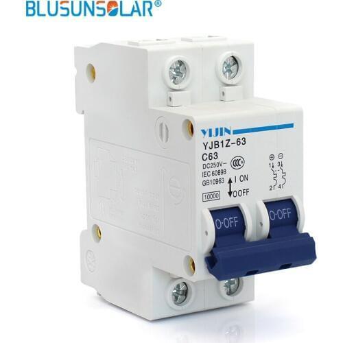 BULSUNSOLARCE Approved Mini Circuit Breaker MCB 2p 63A 250V for House Using Electric Circuit Breaker