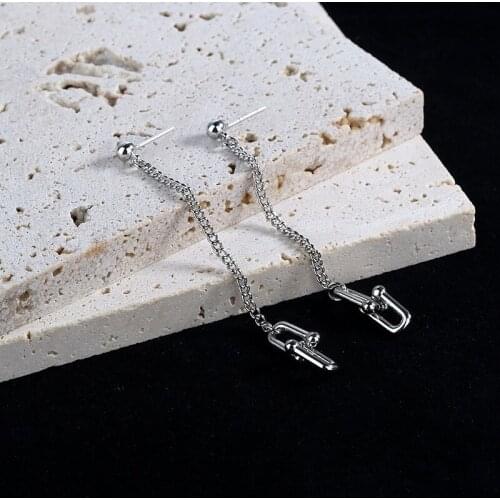 Fashion Jewelry Metal Chain Dangle Earrings 2021 New Design Hot Selling Silvery Plating Drop Earrings For Women Party Gifts