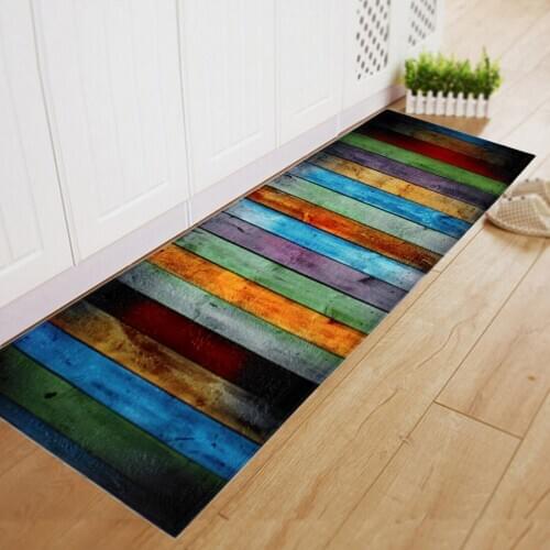 Soft Flannel Striped Pattern Doormat Floor Mat Anti-slip Carpet Kitchen Mat Door Mat Kitchen Carpet Toilet Rug Porch Doormat