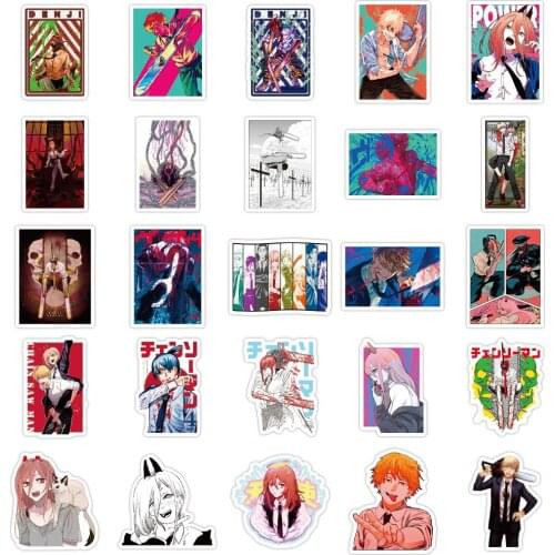50pcs Anime Chainsaw Man Cosplay Graffiti Stickers for Laptop Skateboard Luggage Motorcycle Waterproof Decal Sticker Toy