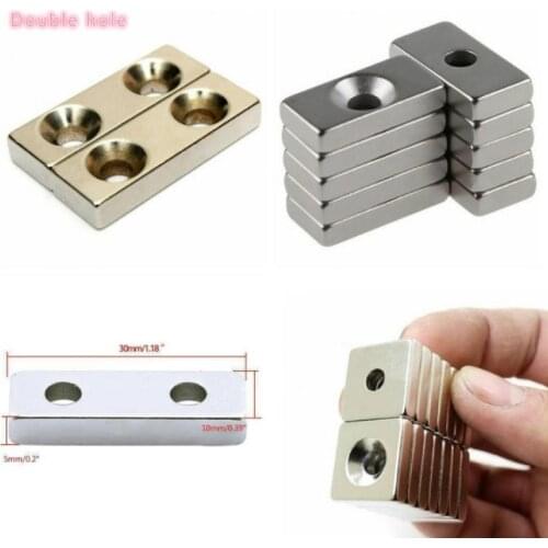 1/5 pcs Neodymium magnet with hole Rare Earth small Strong rectangle permanent fridge NdFeB nickle magnetic