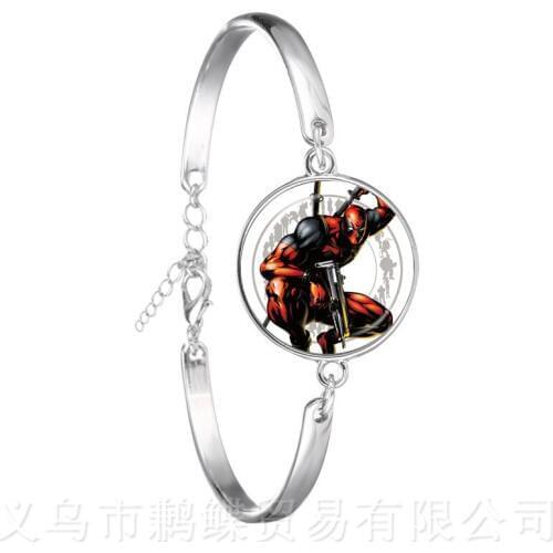 2020 New Deadpool 18mm Round Glass Dome Trendy Cartoon Characters Chain Bangle Gift For Women Men