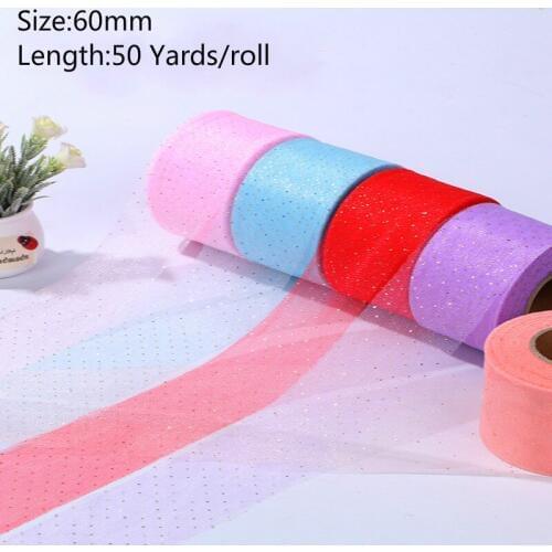 New 60mm Sequins Organza Lace Ribbon Wedding Party Decor Christmas Gift Packing Supplies DIY Handmade Hair Accessories Material