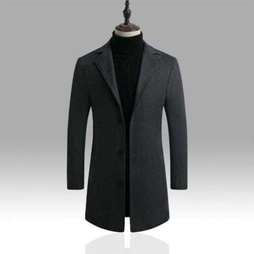 New Mens Wool Blend Jackets Casual Single Breasted Trench Coat Autumn Winter Slim Fit Male Wool Overcoat,10 Colors,M-5XL
