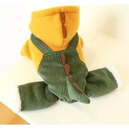 New Pet dog clothes Autumn Winter Cotton Warmth and velvet thickening Fat tail dinosaur cotton four-legged shirt Pets Clothing