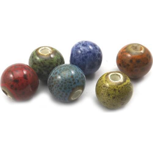 New Leopard Dot 10mm Ceramic Loose Beads Mixed Color Free Shipping (100pcs/lot)