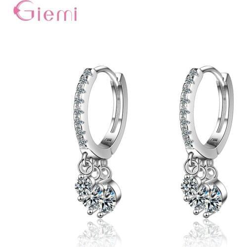 New Fashion 925 Sterling Silver Huggies Cubic Zircon Hoop Earrings for Women Girl Rhinestone Trendy Jewelry Gift Brincos