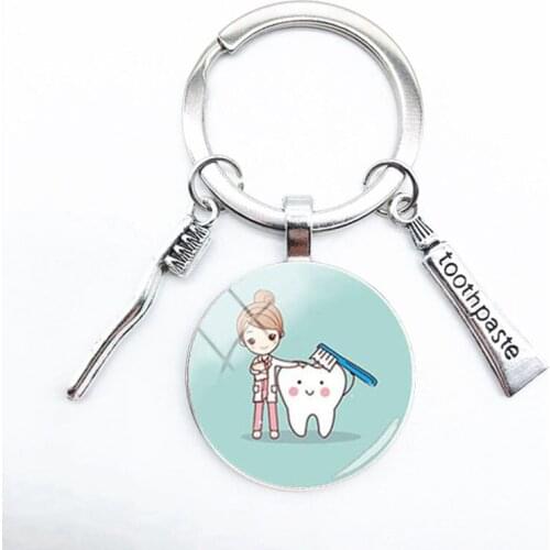 New 25mm Handmade Teacher Keychain Glass Cabochon Image Vertical Pendant Keychain Holder Happy Teachers Day Jewelry Gift