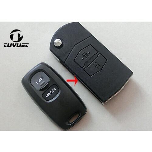 New Style Uncut Blade Modified Remote Key Shell 2 Buttons For Mazda 3 6 M3 M6