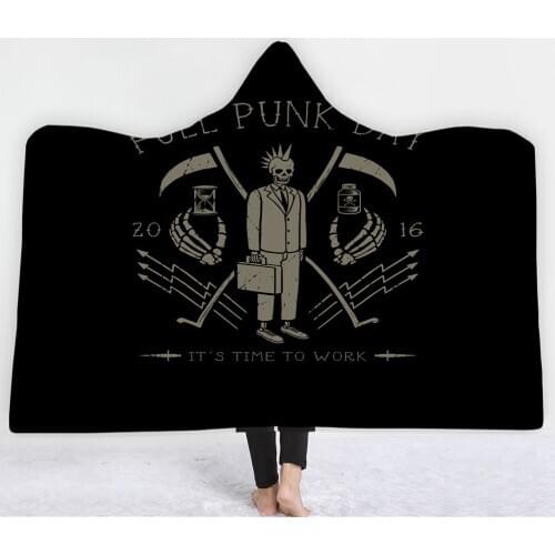 Devil Party Hooded Blanket Skeleton Skull Fleece Blanket For Bedroom Wearable Blanket 3D Print For Kids Adults Throw Blanket