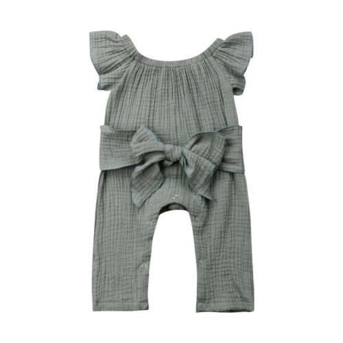Baby Clothes Newborn Kids Baby Girls Flower Off Shoulder Belt Romper Jumpsuit Outfits Clothes Size 0-24M