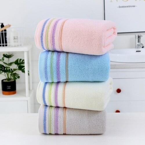 2pcs/lot Pure cotton plain striped Jacquard Bath Towel 70*140 Adult Home Daily use Absorbent Bath Towel